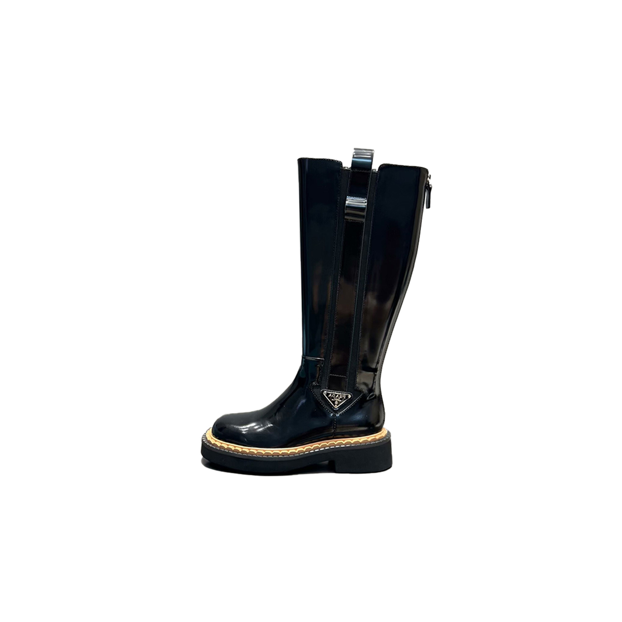 PRADA ROUND TOE STRAIGHT LEG LONG BOOTS  PRADA ROUND TOE STRAIGHT LEG LONG BOOTS